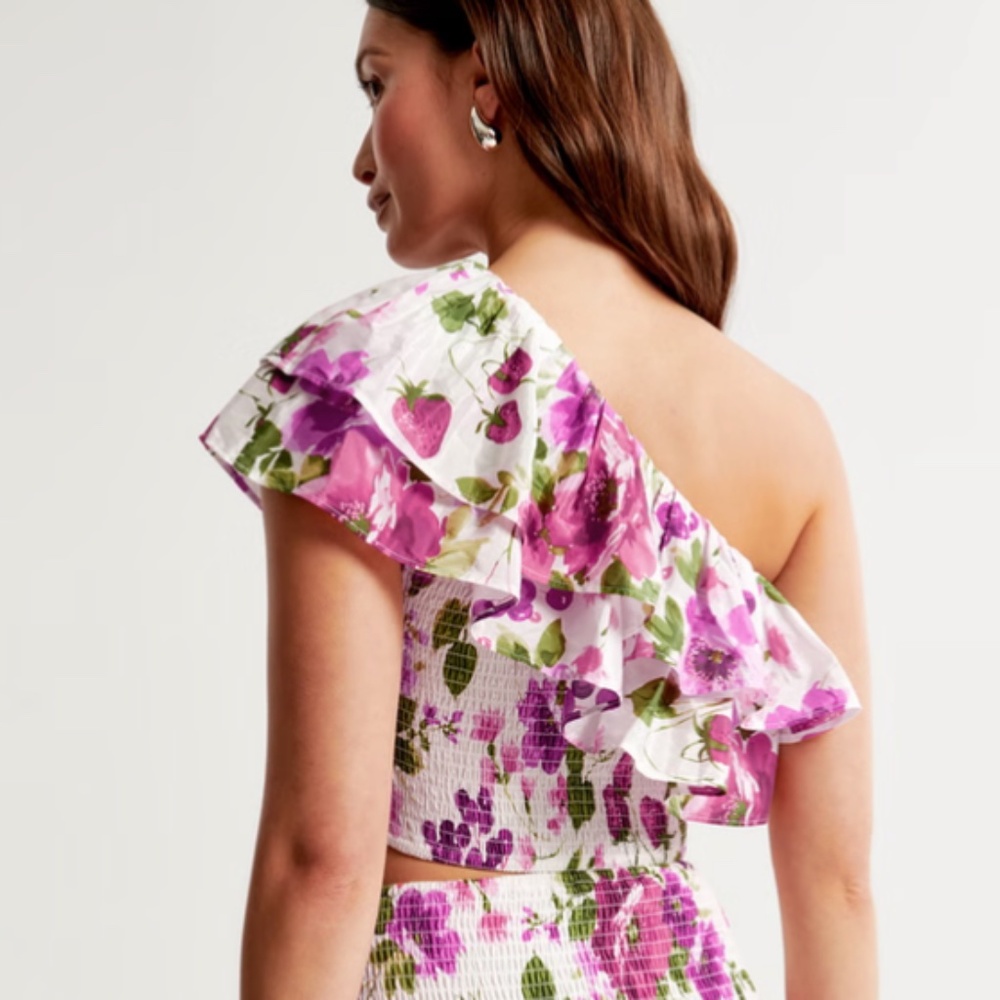 Asymmetrical One-Shoulder Ruffle Set Top - Picture 3 of 3